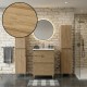 LISBONA meuble vasque 2 tiroirs Chêne naturel 60 cm + 2 colonnes