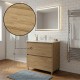 LISBONA meuble vasque 2 tiroirs Chêne naturel 80 cm