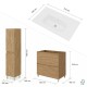 LISBONA meuble vasque 2 tiroirs Chêne naturel 80 cm + 1 colonne