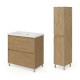 LISBONA meuble vasque 2 tiroirs Chêne naturel 80 cm + 1 colonne