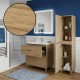 LISBONA meuble vasque 2 tiroirs Chêne naturel 80 cm + 1 colonne