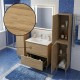 LISBONA meuble vasque 2 tiroirs Chêne naturel 80 cm + 2 colonnes