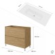 LISBONA meuble vasque 2 tiroirs Chêne naturel 100 cm