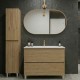 LISBONA meuble vasque 2 tiroirs Chêne naturel 100 cm + 1 colonne
