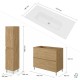 LISBONA meuble vasque 2 tiroirs Chêne naturel 100 cm + 1 colonne