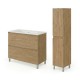 LISBONA meuble vasque 2 tiroirs Chêne naturel 100 cm + 1 colonne
