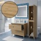LISBONA meuble vasque 2 tiroirs Chêne naturel 100 cm + 1 colonne