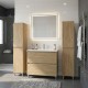 LISBONA meuble vasque 2 tiroirs Chêne naturel 100 cm + 2 colonnes