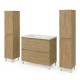 LISBONA meuble vasque 2 tiroirs Chêne naturel 100 cm + 2 colonnes