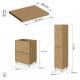 LISBONA meuble plan vasque 2 tiroirs Chêne naturel 60 cm + 1 colonne
