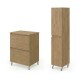 LISBONA meuble plan vasque 2 tiroirs Chêne naturel 60 cm + 1 colonne