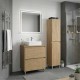 LISBONA meuble plan vasque 2 tiroirs Chêne naturel 60 cm + 1 colonne
