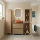 LISBONA meuble plan vasque 2 tiroirs Chêne naturel 60 cm + 2 colonnes