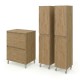 LISBONA meuble plan vasque 2 tiroirs Chêne naturel 60 cm + 2 colonnes