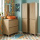 LISBONA meuble plan vasque 2 tiroirs Chêne naturel 60 cm + 2 colonnes