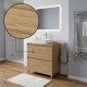 LISBONA meuble plan vasque 2 tiroirs Chêne naturel 80 cm