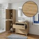 LISBONA meuble plan vasque 2 tiroirs Chêne naturel 80 cm + 1 colonne