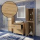 LISBONA meuble plan vasque 2 tiroirs Chêne naturel 80 cm + 2 colonnes
