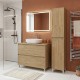 LISBONA meuble plan vasque 2 tiroirs Chêne naturel 100 cm + 1 colonne
