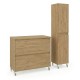 LISBONA meuble plan vasque 2 tiroirs Chêne naturel 100 cm + 1 colonne