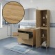 LISBONA meuble plan vasque 2 tiroirs Chêne naturel 100 cm + 1 colonne