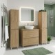 LISBONA meuble plan vasque 2 tiroirs Chêne naturel 100 cm + 2 colonnes
