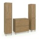 LISBONA meuble plan vasque 2 tiroirs Chêne naturel 100 cm + 2 colonnes