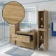 LISBONA meuble plan vasque 2 tiroirs Chêne naturel 100 cm + 2 colonnes