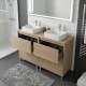 LISBONA meuble plan double vasque 4 tiroirs Chêne naturel 120 cm