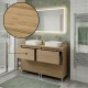 LISBONA meuble plan double vasque 4 tiroirs Chêne naturel 120 cm