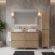 LISBONA meuble plan double vasque 4 tiroirs Chêne naturel 120 cm + 1 colonne