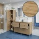 LISBONA meuble plan double vasque 4 tiroirs Chêne naturel 120 cm + 1 colonne
