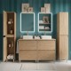 LISBONA meuble plan double vasque 4 tiroirs Chêne naturel 120 cm + 2 colonnes