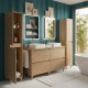 LISBONA meuble plan double vasque 4 tiroirs Chêne naturel 120 cm + 2 colonnes