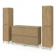 LISBONA meuble plan double vasque 4 tiroirs Chêne naturel 120 cm + 2 colonnes