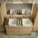 LISBONA meuble plan double vasque 4 tiroirs Chêne naturel 120 cm + 2 colonnes