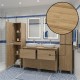 LISBONA meuble plan double vasque 4 tiroirs Chêne naturel 120 cm + 2 colonnes