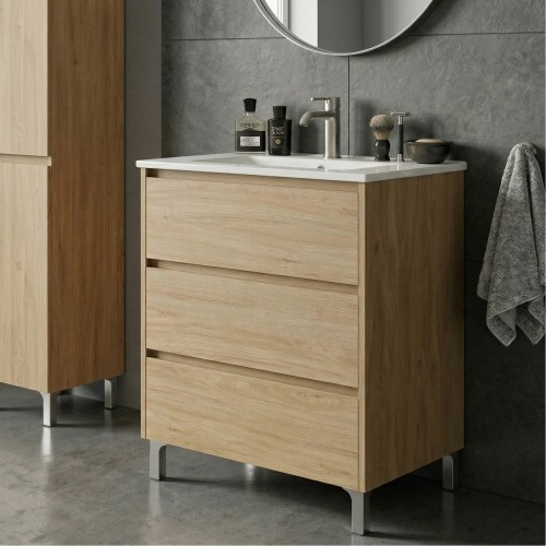 LISBONA meuble vasque 3 tiroirs Chêne naturel 60 cm