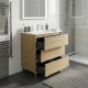 LISBONA meuble vasque 3 tiroirs Chêne naturel 60 cm