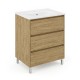 LISBONA meuble vasque 3 tiroirs Chêne naturel 60 cm