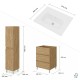 LISBONA meuble vasque 3 tiroirs Chêne naturel 60 cm + 1 colonne
