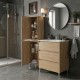 LISBONA meuble vasque 3 tiroirs Chêne naturel 60 cm + 1 colonne
