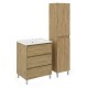 LISBONA meuble vasque 3 tiroirs Chêne naturel 60 cm + 1 colonne