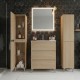 LISBONA meuble vasque 3 tiroirs Chêne naturel 60 cm + 2 colonnes