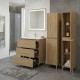 LISBONA meuble vasque 3 tiroirs Chêne naturel 60 cm + 2 colonnes
