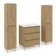 LISBONA meuble vasque 3 tiroirs Chêne naturel 60 cm + 2 colonnes