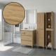 LISBONA meuble vasque 3 tiroirs Chêne naturel 60 cm + 2 colonnes