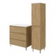 LISBONA meuble vasque 3 tiroirs Chêne naturel 80 cm + 1 colonne