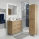 LISBONA meuble vasque 3 tiroirs Chêne naturel 80 cm + 1 colonne