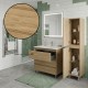 LISBONA meuble vasque 3 tiroirs Chêne naturel 80 cm + 1 colonne